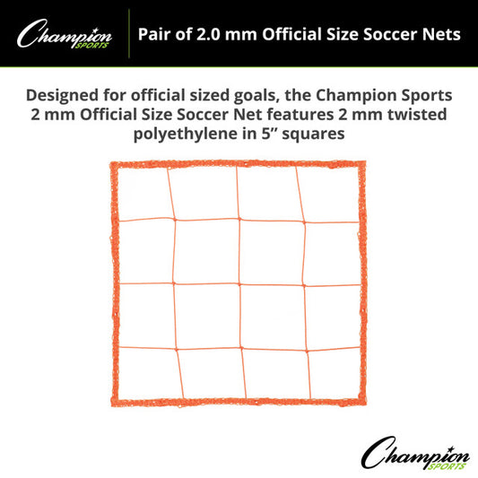 2.0 MM OFFICIAL SIZE SOCCER NET, ORANGE