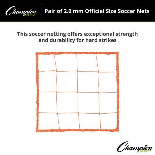 2.0 MM OFFICIAL SIZE SOCCER NET, ORANGE