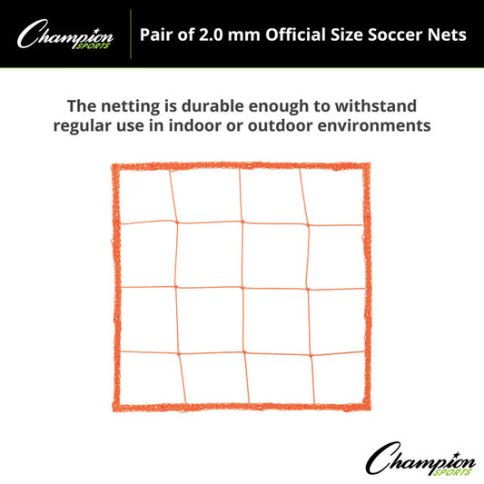 2.0 MM OFFICIAL SIZE SOCCER NET, ORANGE