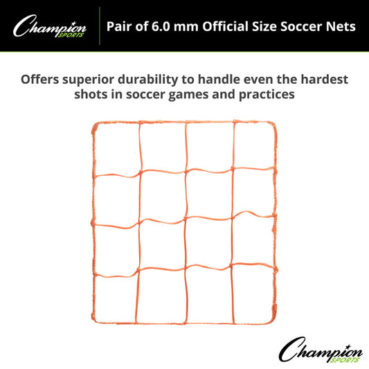 6.0 mm Official Size Soccer Net Orange