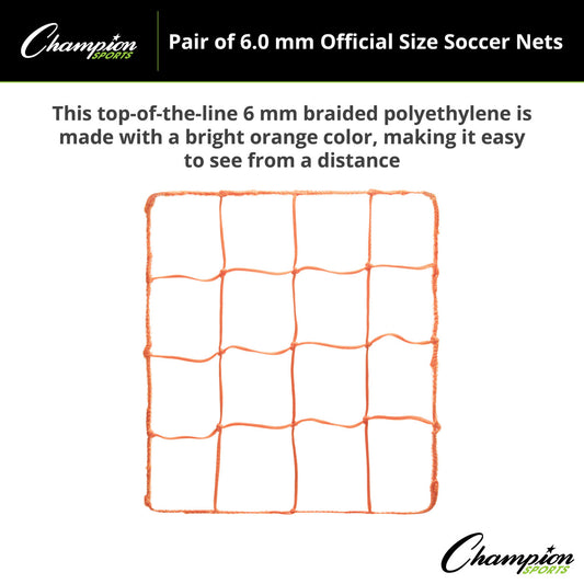 6.0 mm Official Size Soccer Net Orange