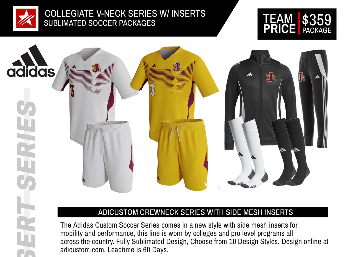 ADICUSTOM COLLEGIATE V-NECK SERIES W/ INSERTS