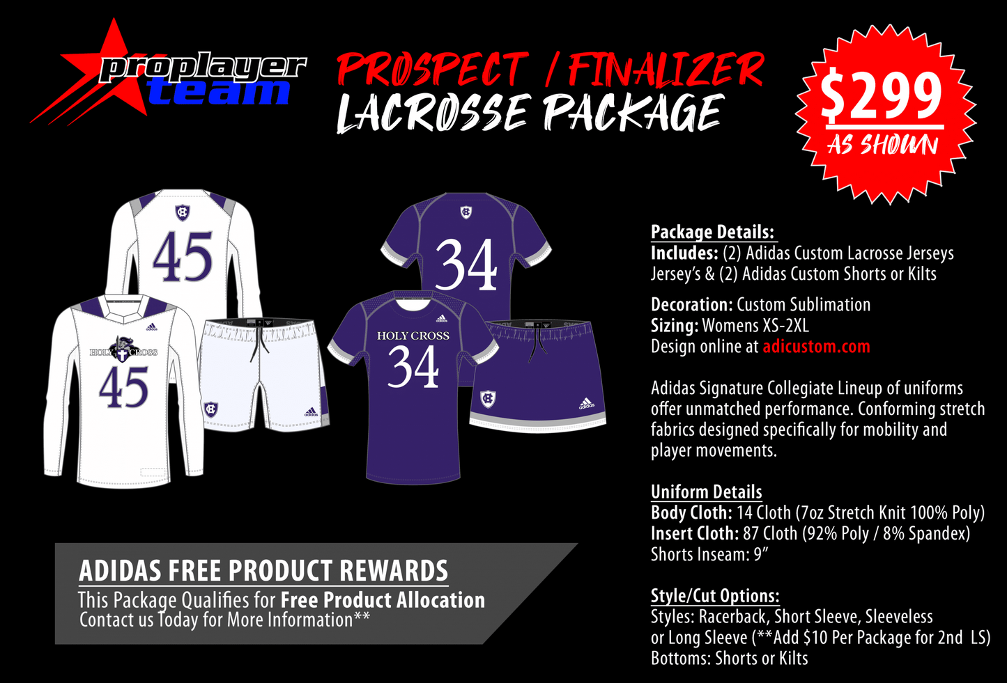 ADIDAS PROSPECT / FINALIZER LACROSSE PACKAGE