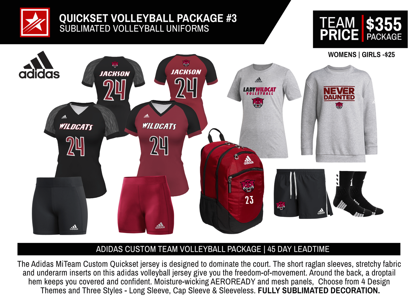 ADIDAS QUICKSET CUSTOM VOLLEYBALL PACKAGE #3