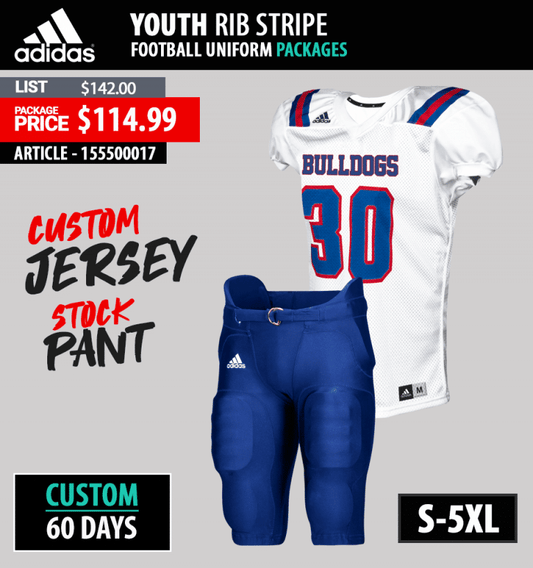 Adidas Youth Rib Stripe Football Uniform Package