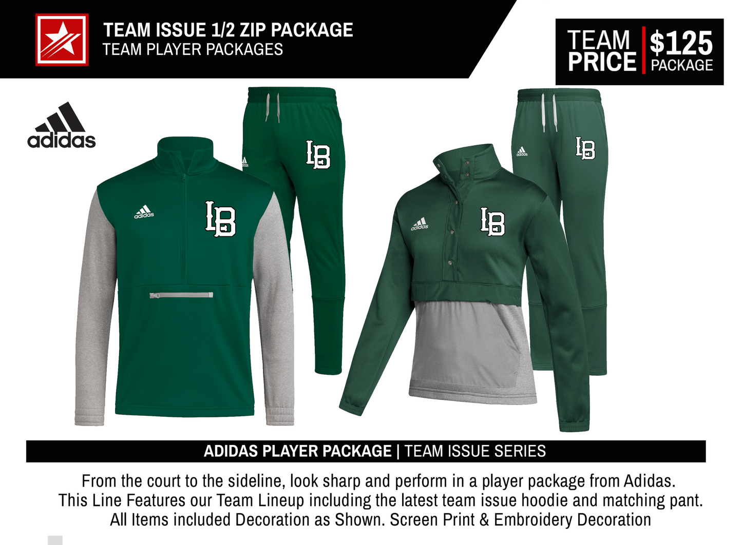 ADIDAS TEAM ISSUE 1/2 ZIP PACKAGE