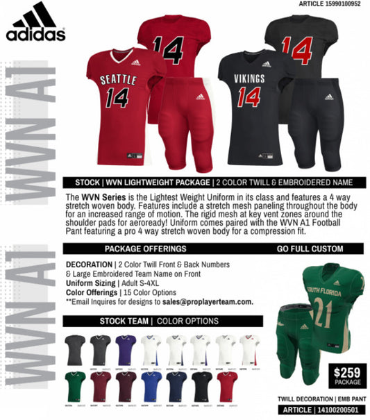 Adidas WVN Stock Home & Away Tackle Twill Football Uniform Package