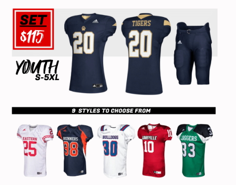 Adidas Youth Rib Stripe Football Uniform Package