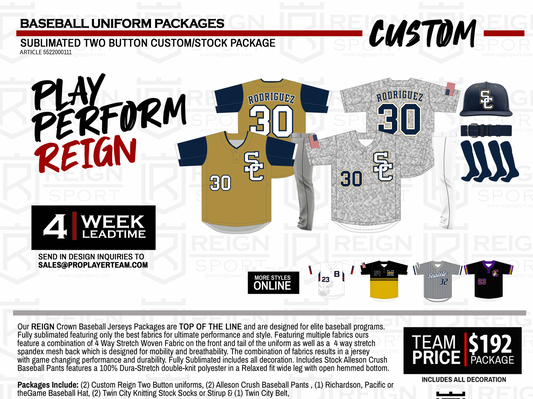 REIGN CROWN SERIES 2 BUTTON CUSTOM/STOCK SET