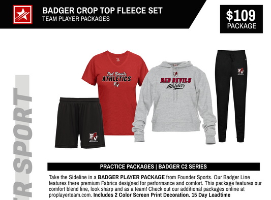 BADGER CROP TOP FLEECE SET PLAYER PACKAGE