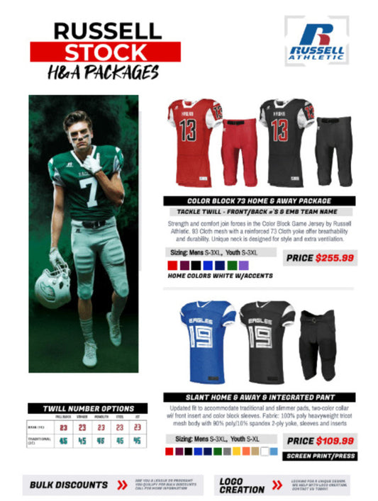 Color Block Home & Away Jersey Stock Twill Uniform Package