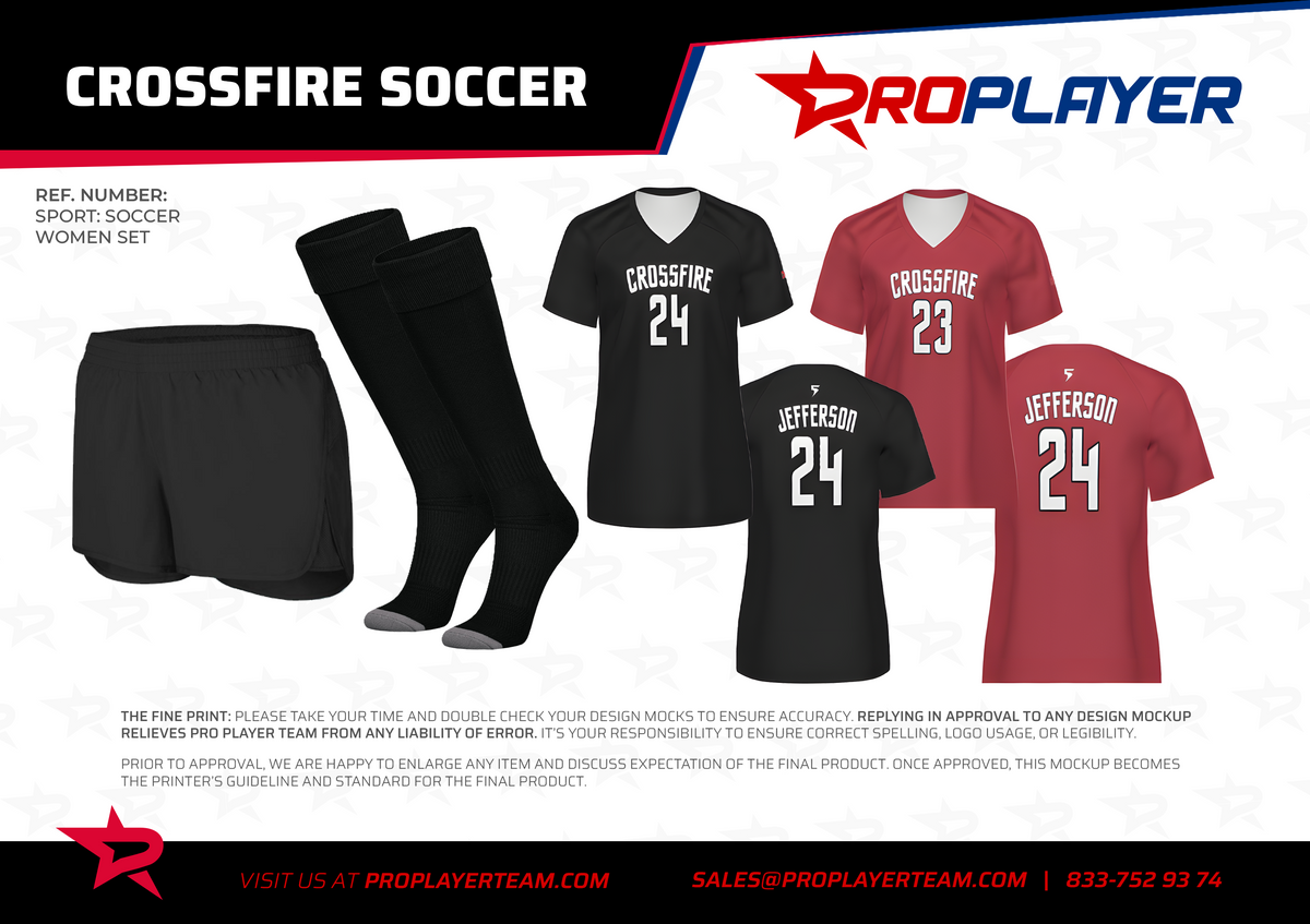 Crossfire Soccer Player Pack 2025 (2x Jersey, 2x Shorts & 2x Socks)