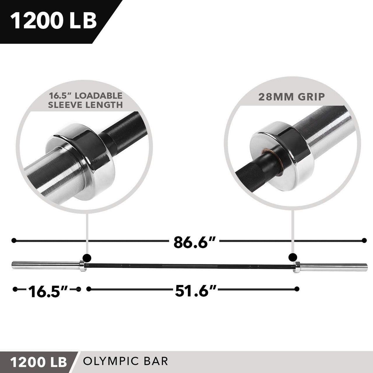 OLYMPIC BARBELL, 1200 LB CAPACITY