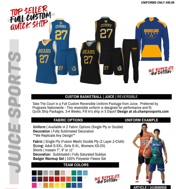 Juice Custom Reversible Uniform Package