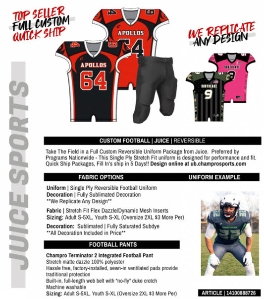 Juice Panthers Custom Football Reversible Set