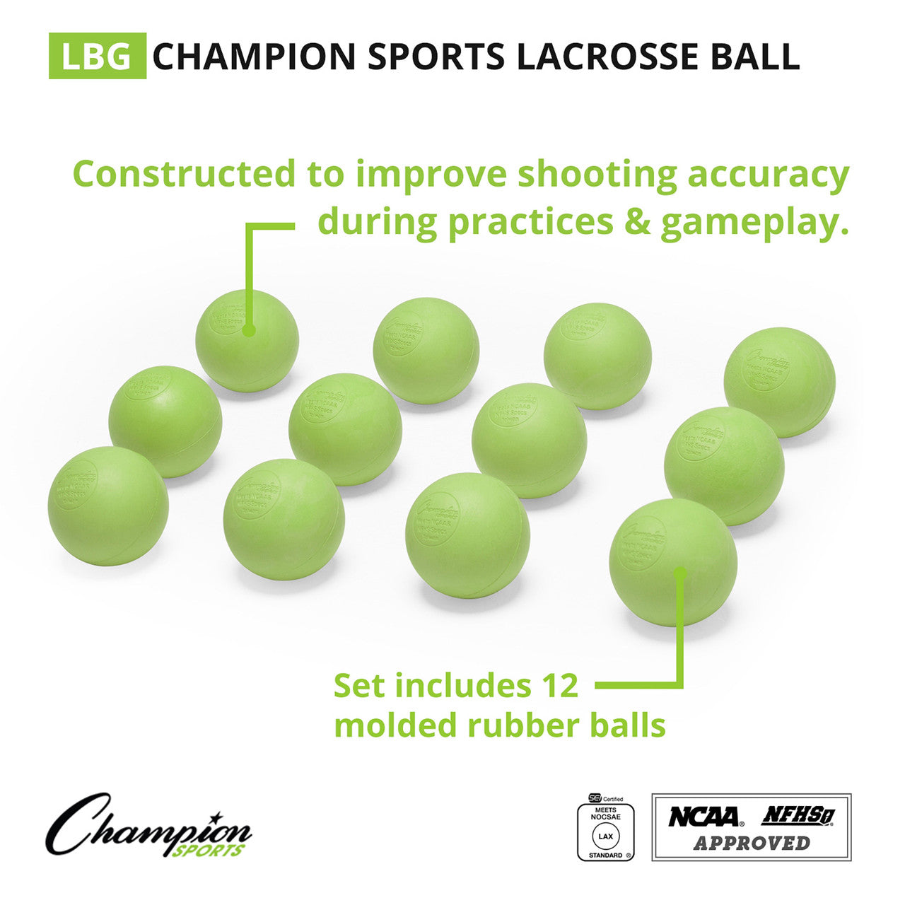 NOCSAE Lacrosse Ball Green
