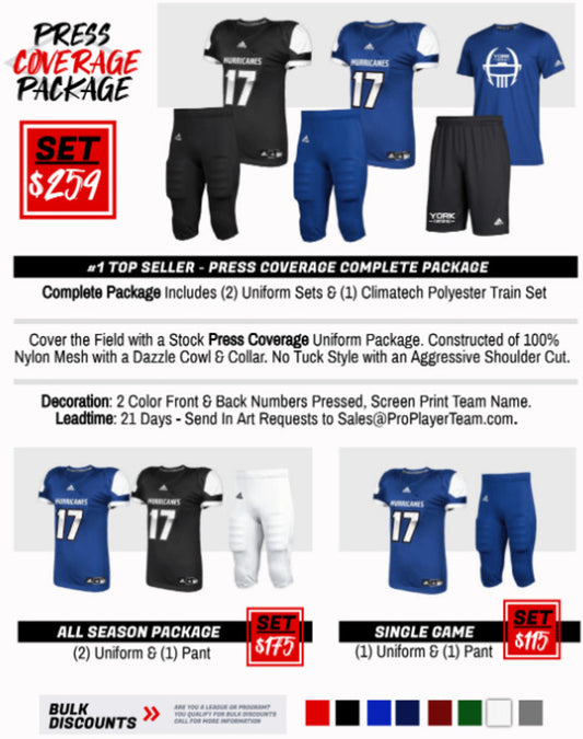 Press Coverage Complete Football Uniform Package