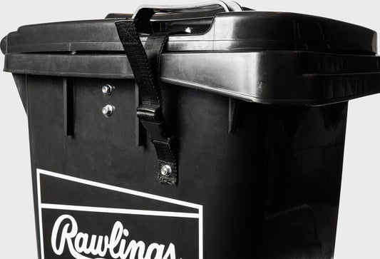 RAWLINGS ROLLING BALL BIN WITH SPRING LOADED BASKET