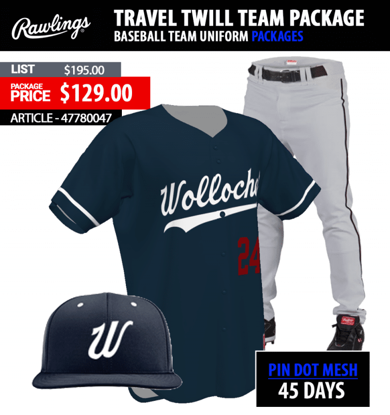 RAWLINGS TRAVEL BALL TWILL UNIFORM PACKAGE
