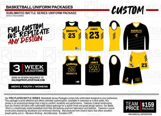 BASKETBALL UNIFORM SUBLIMATED BATTLE SERIES PACKAGE