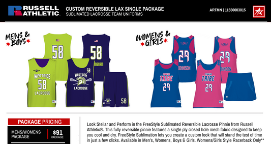 RUSSELL ATHLETIC REVERSIBLE LAX SINGLE PACKAGE
