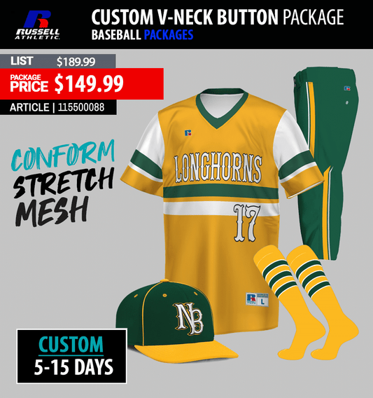 RUSSELL ATHLETIC CUSTOM V-NECK BUTTON PACKAGE