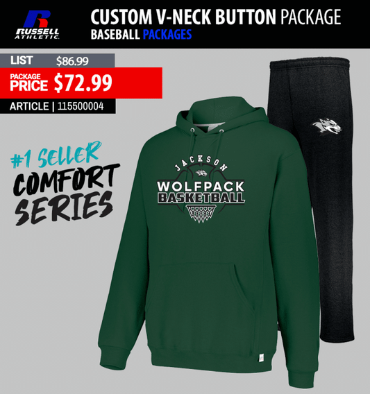 RUSSELL ATHLETIC CUSTOM V-NECK BUTTON PACKAGE