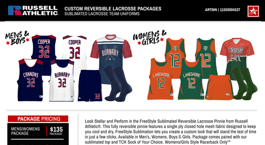 RUSSELL ATHLETIC FREESTYLE REVERSIBLE LACROSSE PACKAGE