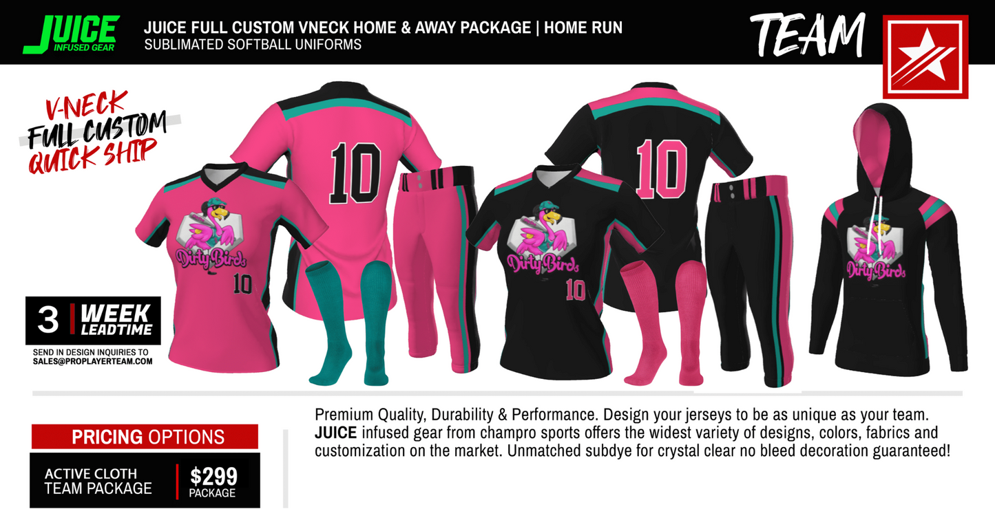 JUICE FULL CUSTOM V-NECK HOME & AWAY PACKAGE | HOME RUN