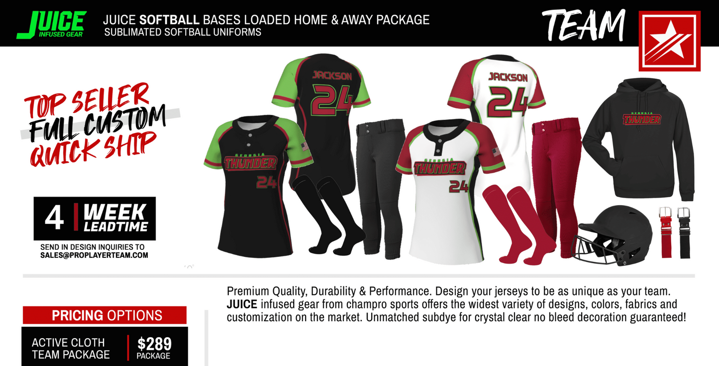JUICE SOFTBALL BASES LOADED HOME & AWAY PACKAGE