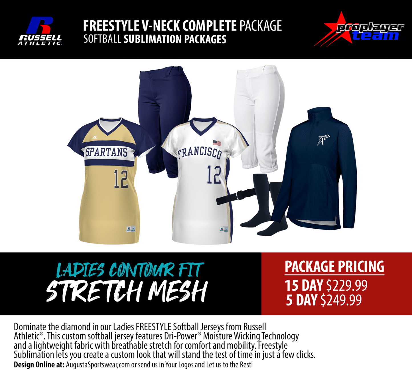 RUSSELL ATHLETIC FREESTYLE V-NECK COMPLETE PACKAGE