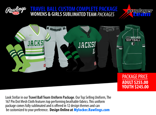 RAWLINGS TRAVEL BALL SUBLIMATED COMPLETE PACKAGE