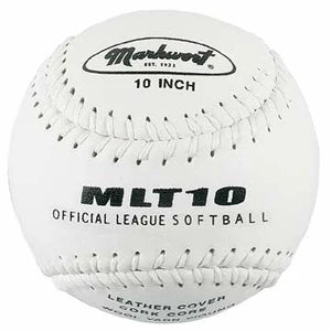Markwort Leather Softball 10 White W/White Stitching - Dozen