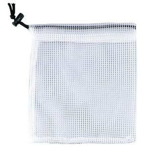 Markwort White Mesh Bag with Drawstring - Holds 6 baseballs or 2 softballs