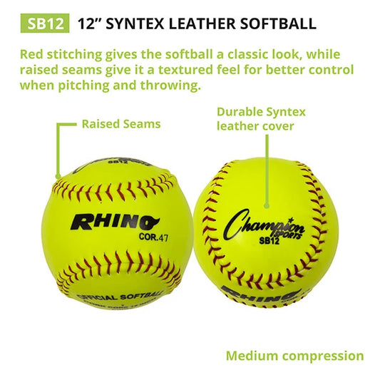 12" Synthetic Leather Cork Core Softball
