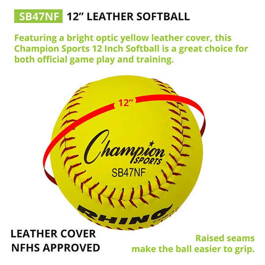 12" Leather Poly Core Softball