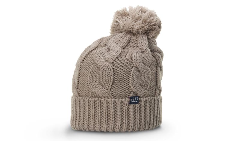 CHUNK TWIST KNIT BEANIE WITH CUFF & POM
