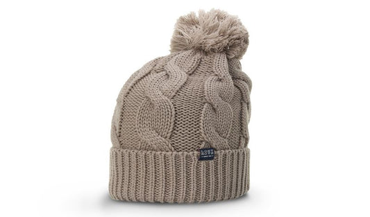 CHUNK TWIST KNIT BEANIE WITH CUFF & POM