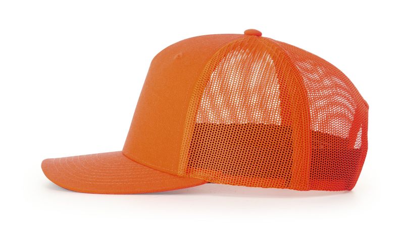 BLAZE ORANGE FIVE PANEL TRUCKER