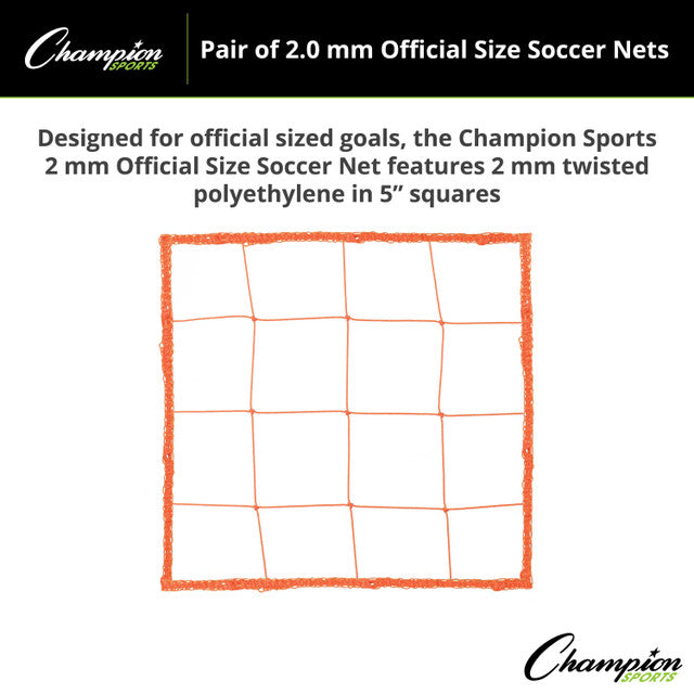 2.0 MM OFFICIAL SIZE SOCCER NET, ORANGE