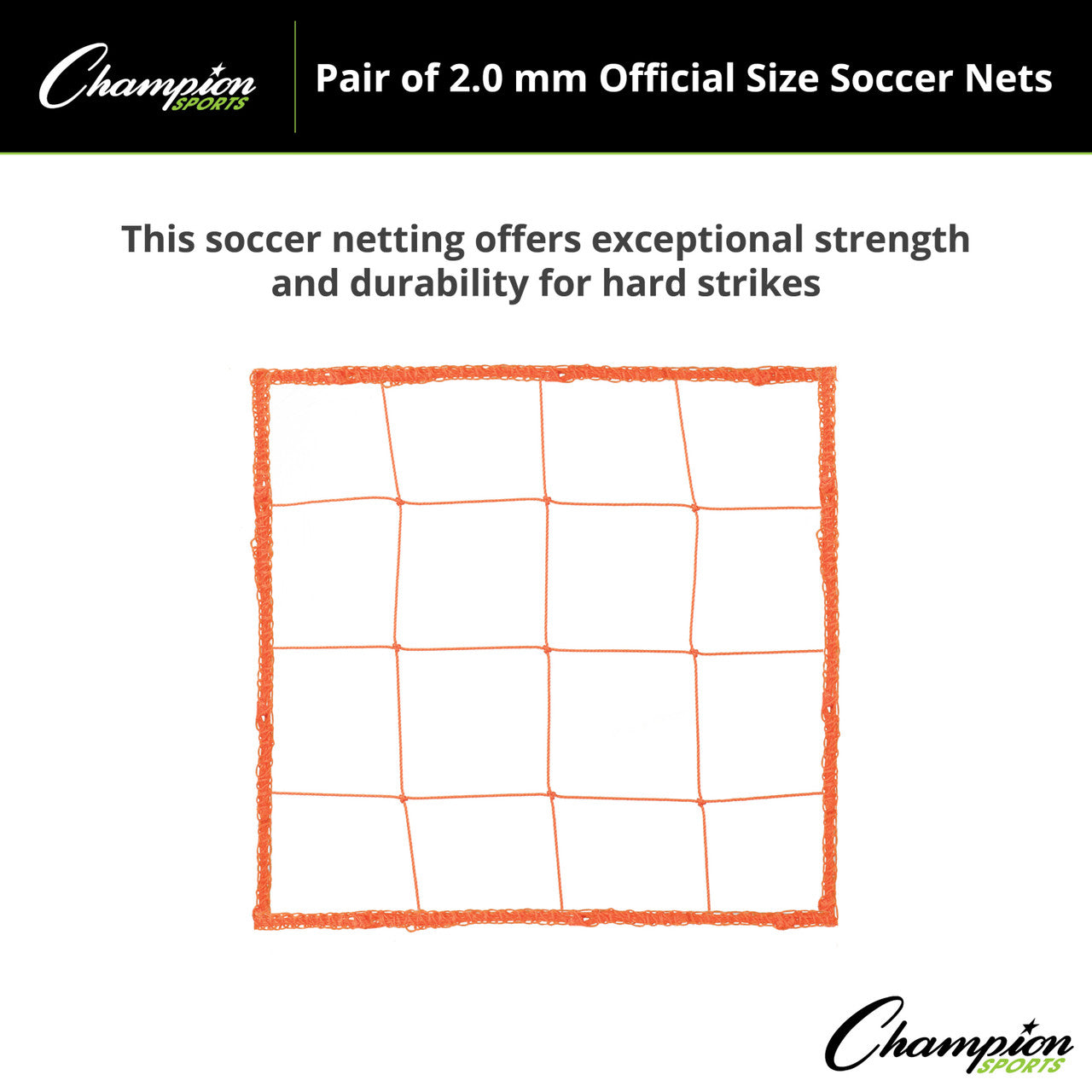 2.0 MM OFFICIAL SIZE SOCCER NET, ORANGE