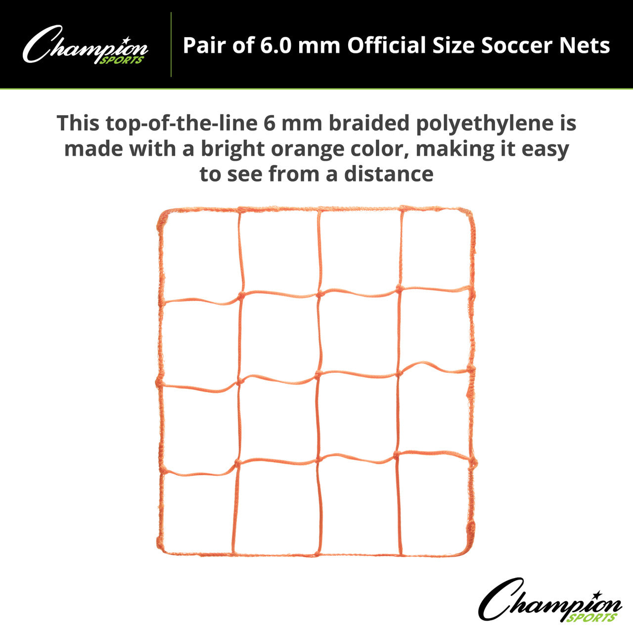 6.0 mm Official Size Soccer Net Orange
