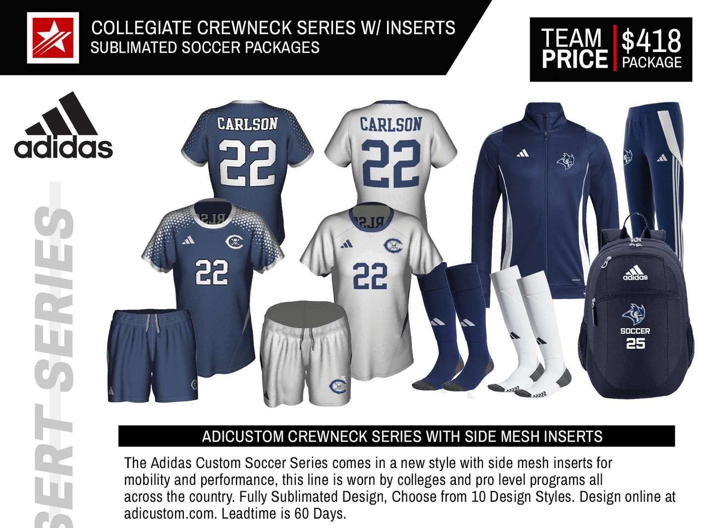 ADICUSTOM COLLEGIATE CREWNECK SERIES W/ MESH INSERTS