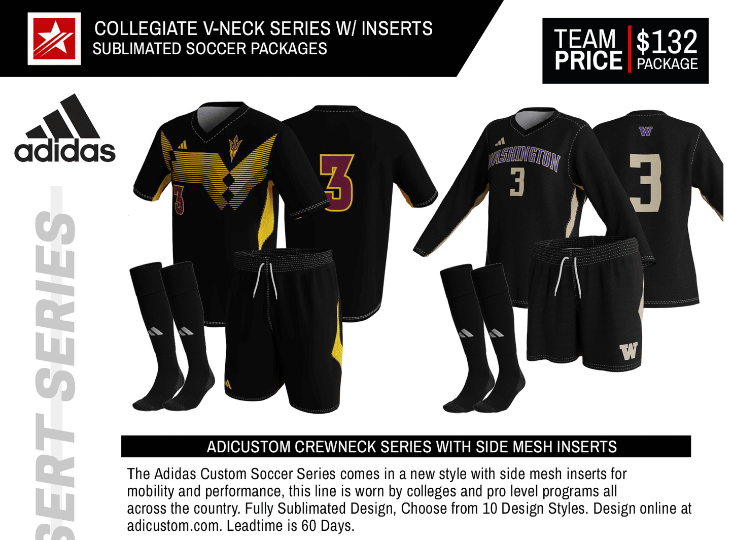 ADICUSTOM COLLEGIATE V-NECK SERIES SUBLIMATED PACKAGE