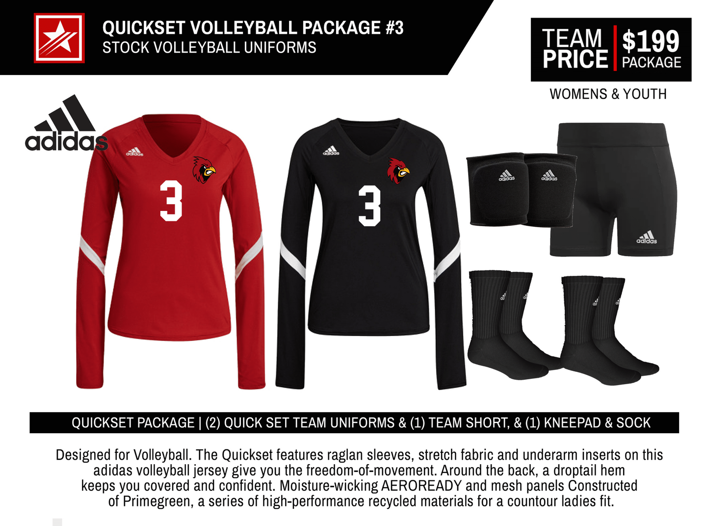 ADIDAS QUICKSET STOCK VOLLEYBALL PACKAGE #3