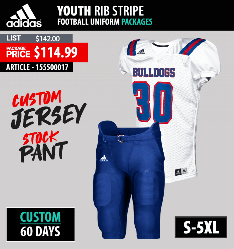 Adidas Youth Rib Stripe Football Uniform Package