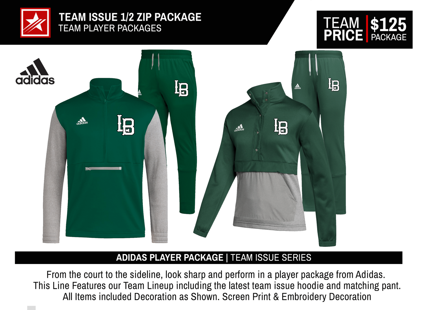 ADIDAS TEAM ISSUE 1/2 ZIP PACKAGE