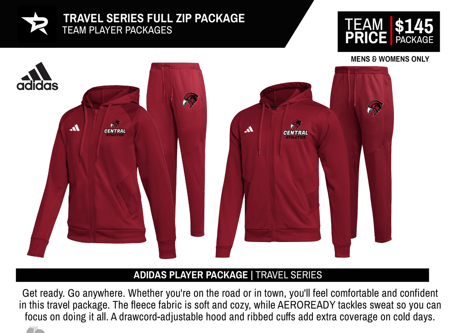 ADIDAS TRAVEL SERIES FULL ZIP PLAYER PACKAGE