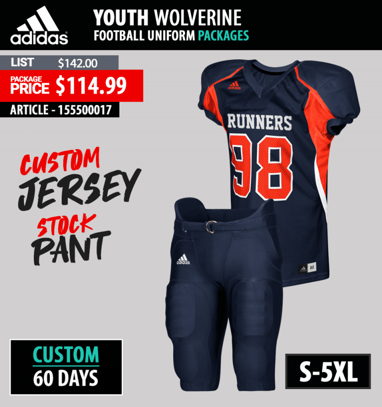 Adidas Youth Wolverine Football Uniform Package