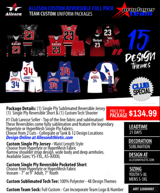 Alleson Custom Complete Reversible Pack Collegiate Cut